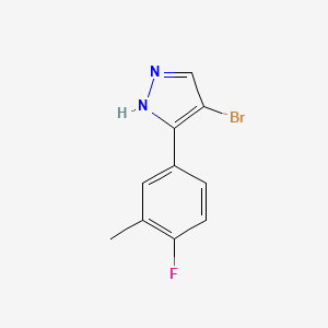 molecular formula C10H8BrFN2 B13980115 4-Bromo-3-(4-fluoro-3-methylphenyl)-1H-pyrazole 