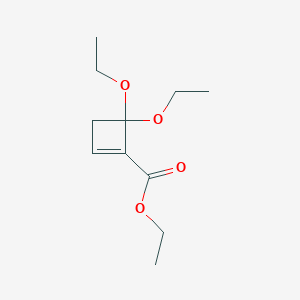 molecular formula C11H18O4 B13980267 1-Cyclobutene-1-carboxylic acid, 4,4-diethoxy-, ethyl ester CAS No. 76221-41-5