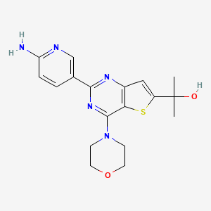 molecular formula C18H21N5O2S B13980373 2-(2-(6-Aminopyridin-3-yl)-4-morpholinothieno[3,2-d]pyrimidin-6-yl)propan-2-ol 