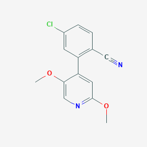 molecular formula C14H11ClN2O2 B13980470 4-Chloro-2-(2,5-dimethoxypyridin-4-yl)benzonitrile 