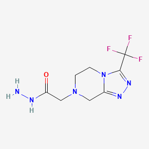 molecular formula C8H11F3N6O B13980536 5,6-Dihydro-3-(trifluoromethyl)-1,2,4-triazolo[4,3-a]pyrazine-7(8h)-acetic acidhydrazide 