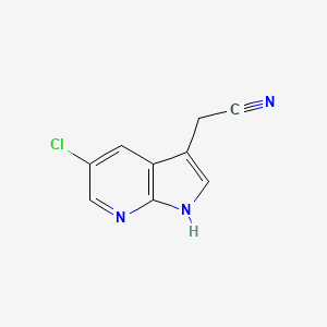 molecular formula C9H6ClN3 B13980562 2-(5-Chloro-1H-pyrrolo[2,3-B]pyridin-3-YL)acetonitrile 