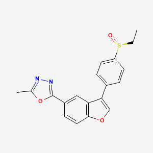 molecular formula C19H16N2O3S B13980953 (S)-5-Methyl-2-[3-[4-(Ethylsulfinyl)phenyl]benzofuran-5-yl]-1,3,4-oxadiazole 