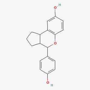 molecular formula C18H18O3 B13981059 4-(4-Hydroxyphenyl)-1,2,3,3a,4,9b-hexahydrocyclopenta[c]chromen-8-ol 