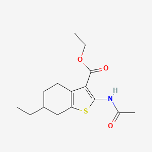 molecular formula C15H21NO3S B13981138 Ethyl 2-(acetylamino)-6-ethyl-4,5,6,7-tetrahydro-1-benzothiophene-3-carboxylate 