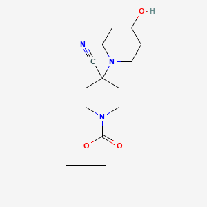 molecular formula C16H27N3O3 B1398128 Tert-butyl 4-cyano-4-(4-hydroxy-1-piperidyl)piperidine-1-carboxylate CAS No. 501446-66-8