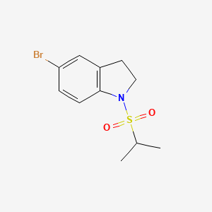 molecular formula C11H14BrNO2S B1398168 1H-Indole, 5-bromo-2,3-dihydro-1-[(1-methylethyl)sulfonyl]- CAS No. 1056421-99-8