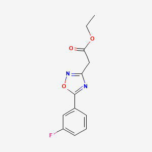 molecular formula C12H11FN2O3 B1398172 [5-(3-Fluoro-phenyl)-[1,2,4]oxadiazol-3-yl]-acetic acid ethyl ester CAS No. 1208081-61-1