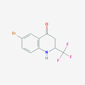 molecular formula C10H7BrF3NO B13981929 6-Bromo-2-(trifluoromethyl)-1,2,3,4-tetrahydroquinolin-4-one 