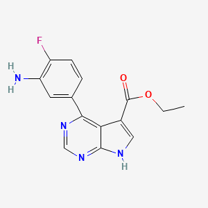 ethyl 4-(3-amino-4-fluorophenyl)-7H-pyrrolo[2,3-d]pyrimidine-5-carboxylate