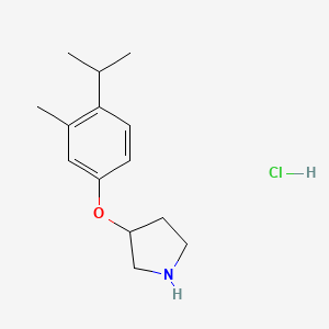 molecular formula C14H22ClNO B1398225 3-(4-Isopropyl-3-methylphenoxy)pyrrolidine hydrochloride CAS No. 1220019-19-1