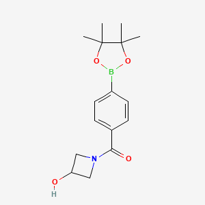 molecular formula C16H22BNO4 B13982257 (3-Hydroxyazetidin-1-yl)(4-(4,4,5,5-tetramethyl-1,3,2-dioxaborolan-2-yl)phenyl)methanone 