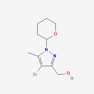 molecular formula C10H15BrN2O2 B13982341 (4-Bromo-5-methyl-1-(tetrahydro-2H-pyran-2-YL)-1H-pyrazol-3-YL)methanol 