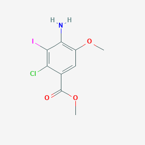 molecular formula C9H9ClINO3 B13982360 Methyl 4-amino-2-chloro-3-iodo-5-methoxybenzoate 