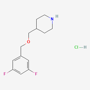 molecular formula C13H18ClF2NO B1398240 4-{[(3,5-二氟苄基)氧基]甲基}哌啶盐酸盐 CAS No. 1219979-23-3