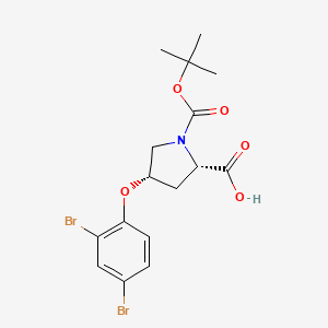 molecular formula C16H19Br2NO5 B1398241 (2S,4S)-1-(tert-Butoxycarbonyl)-4-(2,4-dibromophenoxy)-2-pyrrolidinecarboxylic acid CAS No. 1354487-38-9