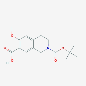 molecular formula C16H21NO5 B13982472 2-(tert-Butoxycarbonyl)-6-methoxy-1,2,3,4-tetrahydroisoquinoline-7-carboxylic acid 