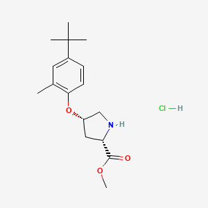 molecular formula C17H26ClNO3 B1398255 Methyl (2S,4S)-4-[4-(tert-butyl)-2-methylphenoxy]-2-pyrrolidinecarboxylate hydrochloride CAS No. 1354487-09-4