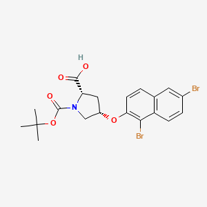molecular formula C20H21Br2NO5 B1398258 (2S,4S)-1-(tert-Butoxycarbonyl)-4-[(1,6-dibromo-2-naphthyl)oxy]-2-pyrrolidinecarboxylic acid CAS No. 1354486-43-3