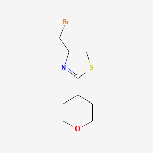 molecular formula C9H12BrNOS B13982605 4-(Bromomethyl)-2-(tetrahydro-2H-pyran-4-yl)thiazole 