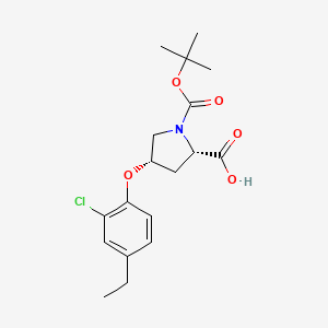 molecular formula C18H24ClNO5 B1398267 (2S,4S)-1-(tert-Butoxycarbonyl)-4-(2-chloro-4-ethylphenoxy)-2-pyrrolidinecarboxylic acid CAS No. 1354485-98-5