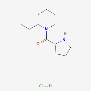 molecular formula C12H23ClN2O B1398301 (2-Ethyl-1-piperidinyl)(2-pyrrolidinyl)methanone hydrochloride CAS No. 1236261-88-3