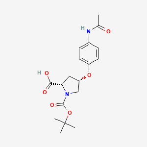 molecular formula C18H24N2O6 B1398303 (2S,4S)-4-[4-(Acetylamino)phenoxy]-1-(tert-butoxycarbonyl)-2-pyrrolidinecarboxylic acid CAS No. 1354485-11-2