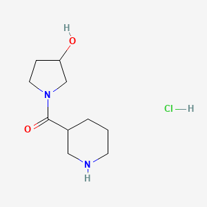 molecular formula C10H19ClN2O2 B1398323 (3-Hydroxy-1-pyrrolidinyl)(3-piperidinyl)-methanone hydrochloride CAS No. 1220028-39-6