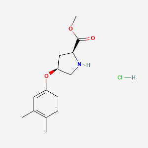 molecular formula C14H20ClNO3 B1398326 Methyl (2S,4S)-4-(3,4-dimethylphenoxy)-2-pyrrolidinecarboxylate hydrochloride CAS No. 1354487-70-9