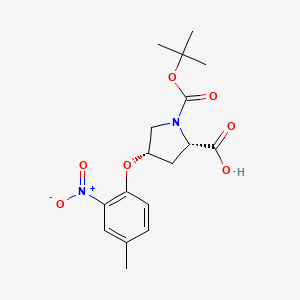 molecular formula C17H22N2O7 B1398328 (2S,4S)-1-(tert-Butoxycarbonyl)-4-(4-methyl-2-nitrophenoxy)-2-pyrrolidinecarboxylic acid CAS No. 1354485-88-3