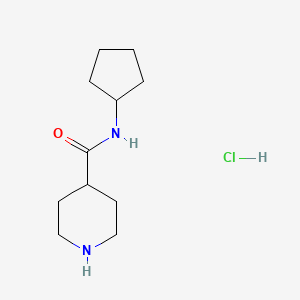 molecular formula C11H21ClN2O B1398336 N-cyclopentylpiperidine-4-carboxamide hydrochloride CAS No. 1220038-00-5