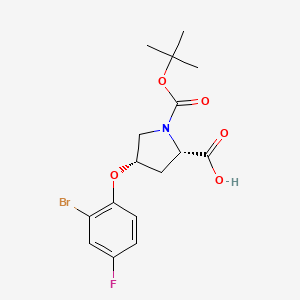 molecular formula C16H19BrFNO5 B1398340 (2S,4S)-4-(2-Bromo-4-fluorophenoxy)-1-(tert-butoxycarbonyl)-2-pyrrolidinecarboxylic acid CAS No. 1354484-75-5