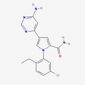 molecular formula C17H16ClN5O B13983482 4-(6-Amino-4-pyrimidinyl)-1-(5-chloro-2-ethylphenyl)-1H-pyrrole-2-carboxamide 