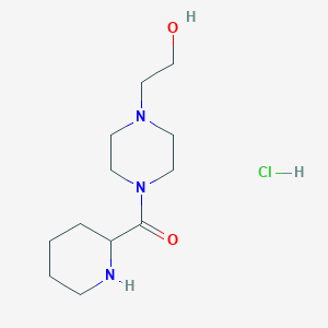 molecular formula C12H24ClN3O2 B1398357 [4-(2-羟乙基)-1-哌嗪基](2-哌啶基)-甲酮盐酸盐 CAS No. 1246172-56-4