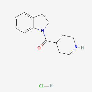 molecular formula C14H19ClN2O B1398358 2,3-Dihydro-1H-indol-1-yl(4-piperidinyl)methanone hydrochloride CAS No. 1220021-30-6