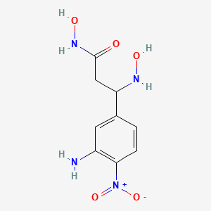 molecular formula C9H12N4O5 B13983653 3-(3-amino-4-nitrophenyl)-N-hydroxy-3-(hydroxyamino)propanamide CAS No. 69227-97-0