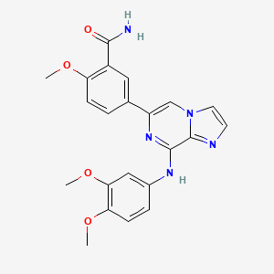 5-[8-(3,4-Dimethoxyanilino)imidazo[1,2-a]pyrazin-6-yl]-2-methoxybenzamide