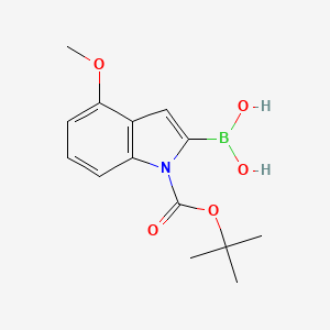 molecular formula C14H18BNO5 B1398501 (1-(叔丁氧羰基)-4-甲氧基-1H-吲哚-2-基)硼酸 CAS No. 1000068-23-4