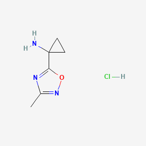 molecular formula C6H10ClN3O B1398537 1-(3-Methyl-1,2,4-oxadiazol-5-yl)cyclopropanamine hydrochloride CAS No. 1159737-11-7