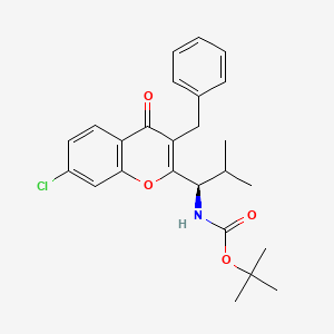 molecular formula C25H28ClNO4 B1398546 (R)-叔丁基 1-(3-苄基-7-氯-4-氧代-4H-色满-2-基)-2-甲基丙基氨基甲酸酯 CAS No. 618430-24-3