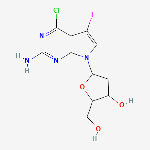 (2R,3S,5R)-5-{2-amino-4-chloro-5-iodo-7H-pyrrolo[2,3-d]pyrimidin-7-yl}-2-(hydroxymethyl)oxolan-3-ol