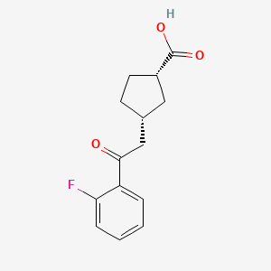 molecular formula C14H15FO3 B13985869 cis-3-[2-(2-Fluorophenyl)-2-oxoethyl]cyclopentane-1-carboxylicacid 