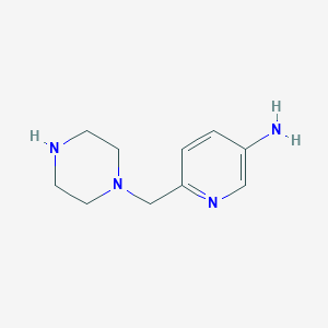 molecular formula C10H16N4 B13985872 6-(1-Piperazinylmethyl)-3-pyridinamine 