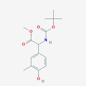 molecular formula C15H21NO5 B13986149 Methyl 2-(4-hydroxy-3-methylphenyl)-2-[(2-methylpropan-2-yl)oxycarbonylamino]acetate 