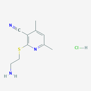 molecular formula C10H14ClN3S B1398626 2-(2-氨基乙硫基)-4,6-二甲基烟腈盐酸盐 CAS No. 1208081-62-2