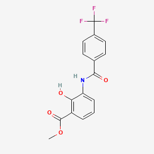 molecular formula C16H12F3NO4 B1398632 2-Hydroxy-3-(4-trifluoromethylbenzoylamino)-benzoic acid methyl ester CAS No. 729591-82-6