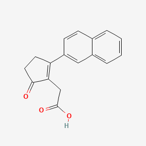 molecular formula C17H14O3 B13986415 1-Cyclopentene-1-acetic acid, 2-(2-naphthalenyl)-5-oxo- CAS No. 72925-19-0