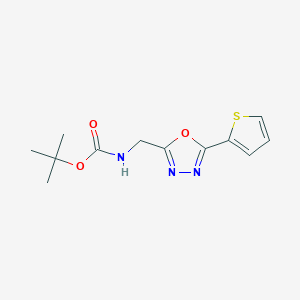 molecular formula C12H15N3O3S B1398649 2-叔丁氧羰基氨基甲基-5-噻吩-2-基-[1,3,4]恶二唑 CAS No. 1053656-68-0