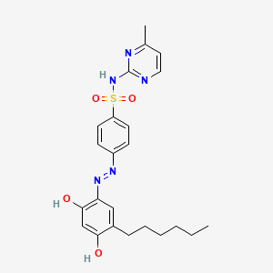 molecular formula C23H27N5O4S B13986706 4-[(5-hexyl-2,4-dihydroxyphenyl)diazenyl]-N-(4-methylpyrimidin-2-yl)benzenesulfonamide CAS No. 29822-13-7