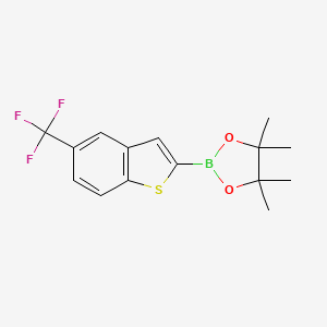 molecular formula C15H16BF3O2S B1398672 4,4,5,5-四甲基-2-(5-(三氟甲基)苯并[b]噻吩-2-基)-1,3,2-二恶杂硼烷 CAS No. 1184850-41-6